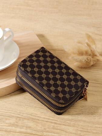 Vintage Double Zipper Versatile Coin Wallet Multi-Card Card Organizer For Storage Cards Lightweight Minimalist Fashion Modern For Anniversary For On Valentine Day For Birthday Gift For For Girls For Lady For Female Bag School Supplies For School Dorm Room & Back To School School Supplies Teacher Gifts Back To School Card Holder Card Holder Wallet Business Card Holder Credit Card Holder Card Holder Women For Women Wallet Mini Wallet Purse Wallet Card Wallet