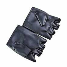 1Pc Men Unisex Artificial Leather Half-Finger Gloves Theatrical Punk Hip-Hop Driving Motorcycle Performance Party Fingerless Mittens
