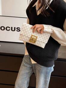 時尚印花手拿包,大容量女士晚間派對必備 - 查看 2