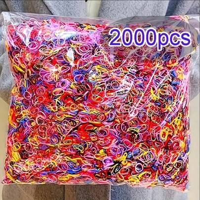 2000 piezas/Paquete Scrunchies de pelo mini para niñas, lazos de pelo suaves, accesorios de pelo coloridos y lindos para coleta, para uso diario