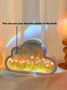 Led Lamparas Tulipanes Luces Para Espejo Nube Con Espejo Lámpara de noche con espejo de tulipán en la nube para dormitorio (productos de bricolaje) - Rosa - Ver 3