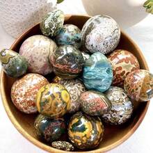 1個天然海洋碧玉蛋形粒狀拋光石,掌心石,水晶,脈輪石,魚缸填充物,花盆魚缸裝飾石,珠寶製作,裝飾,花園,噴泉,其他diy項目 - 黑與白 - 查看 6