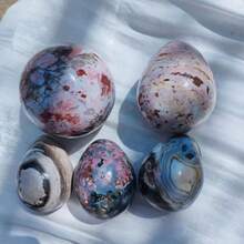 1個天然海洋碧玉蛋形粒狀拋光石,掌心石,水晶,脈輪石,魚缸填充物,花盆魚缸裝飾石,珠寶製作,裝飾,花園,噴泉,其他diy項目 - 黑與白 - 查看 3