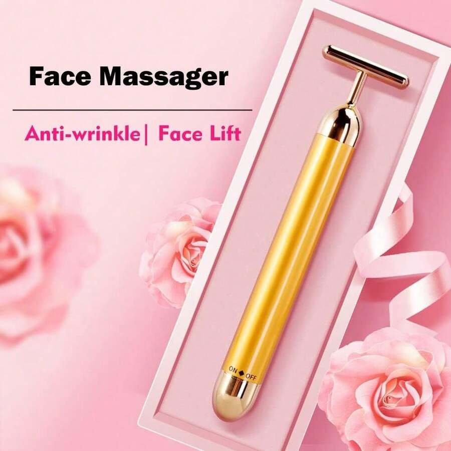 Yeamon Face Massager Roller Golden 3D Roller Electric Facial Roller And T Shape Facial Roller