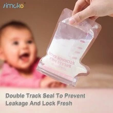Iimcko® 30入組母乳儲存袋,適用於母乳餵哺的牛奶袋,帶150ml/250ml自立式設計的一次性儲存袋,無漏的牛奶冷凍袋 - 無色 - 查看 5