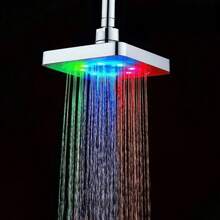 6-Inch Top Sprinkler LED Temperature Control, Seven Color Self Changing Bathroom Nozzle Square Top Spray - 6-inch Square Automatic Light-emitting Overhead Shower Head - View 1