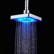 6-Inch Top Sprinkler LED Temperature Control, Seven Color Self Changing Bathroom Nozzle Square Top Spray - 6-inch Square Automatic Light-emitting Overhead Shower Head - View 3