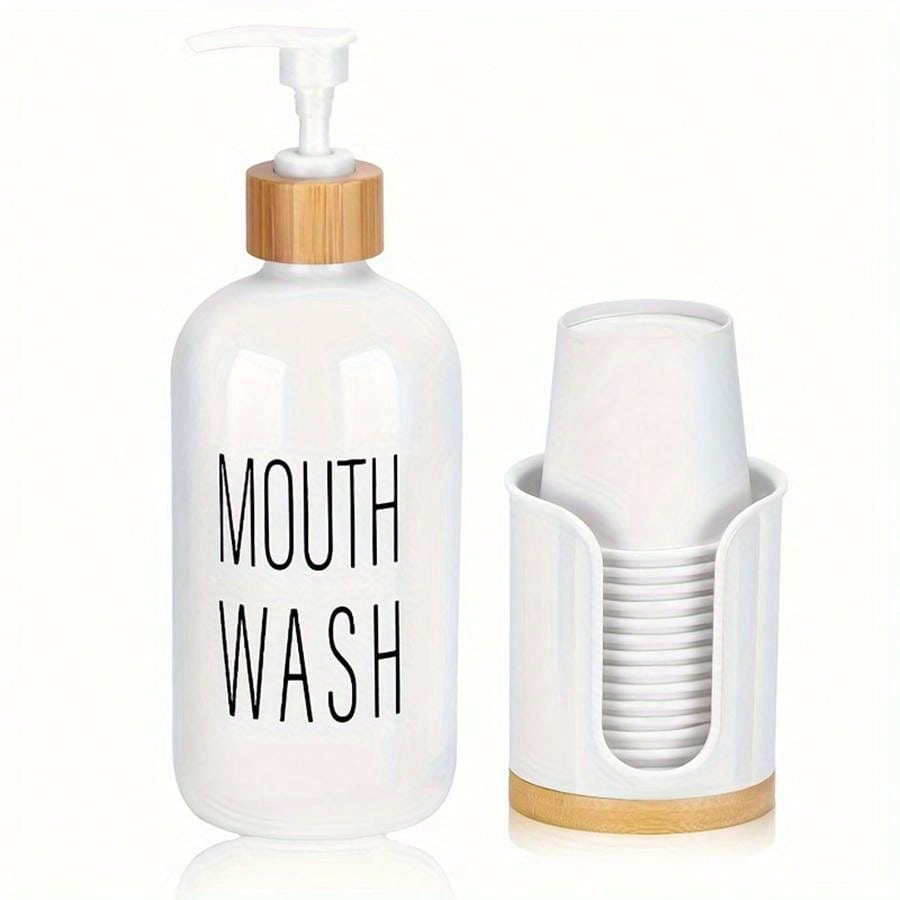 Bathroom Mouthwash Container With Cup Holder Mouthwash Container With