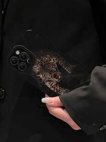 1入時尚豹紋圖案PU皮革震撼防護多彩繪製手機殼，適用於蘋果iPhone - 彩色 - 查看 2