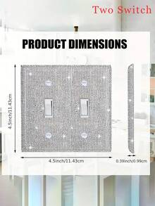 1個優雅迷人的閃亮開關套，鋪滿閃亮的銀色水晶，插頭套件，易於安裝且耐用的單位壁插座和雙插孔插座牆板，適用於臥室配飾家居裝飾 - 銀色 - 查看 5