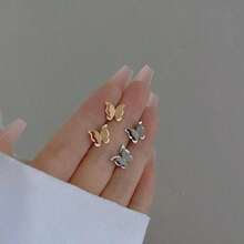 Pendientes de tachuela con diseño de mariposa - Oro rosa - Ver 5