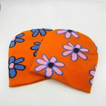 1頂提花無邊帽,時尚可愛花卉圖案針織帽,適用於旅行,海灘,戶外活動 - A - 查看 6