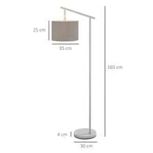 HOMCOM Modern Floor Lamps For Living Room With Rotating Lampshade, Standing Lamp For Bedroom, LED Bulb Included - Gris - Ver 3