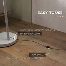 HOMCOM Modern Floor Lamps For Living Room With Rotating Lampshade, Standing Lamp For Bedroom, LED Bulb Included - Gris - Ver 5