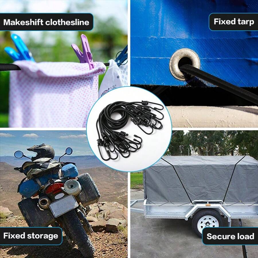 9 Pack Bungee Cords With Hooks, Heavy Duty 18 Inch Bungee Ropes Straps For Bikes Car Caravan Trunks Camping RVs And Sports Equipment Etc - View 1