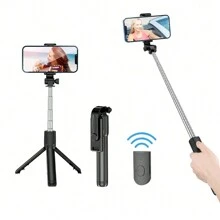 1pc Selfie Stick Tripod With Remote Control & Phone Holder For Live Broadcast And Photography, Universal Phone Compatibility, 360-Degree Rotation - Black - View 2