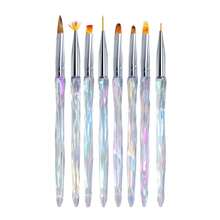 8pcs Art Painting Brushes Set With Gradient Handle For Diy Nail Art, Acrylic Painting, Drawing Lines, Children Handmade Art Toy - Multicolor - View 5