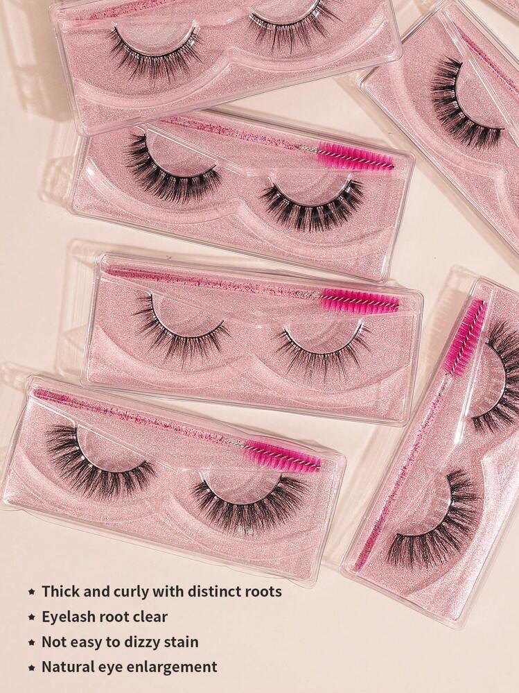 MAANGE 20/32对自然交叉浓密假睫毛，4种款式，包含20支睫毛刷，可重复使用，可选配双头眉刷/镊子/多功能刷，新年礼物，圣诞节睫毛礼盒套装，约会礼物（女士），送给女朋友、妻子、母亲、生日礼物、派对礼物，礼盒包装。 - 黑色 - 查看 7