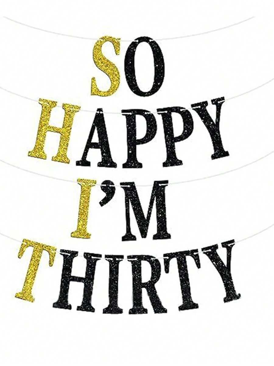 1pc Gold Foil Happy 30th Birthday Banner Decoration,Christmas