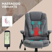 Vinsetto Sedia Massaggiante da Ufficio e Casa, Poltrona da Ufficio Con 6 Punti di Massaggio e Funzione di Riscaldamento e Regolabile in Altezza