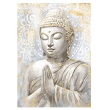 1入組帶曼陀羅花的佛像畫,金色佛像等身畫,適用於客廳、臥室、瑜伽室、冥想室的家用裝飾畫沒有框架