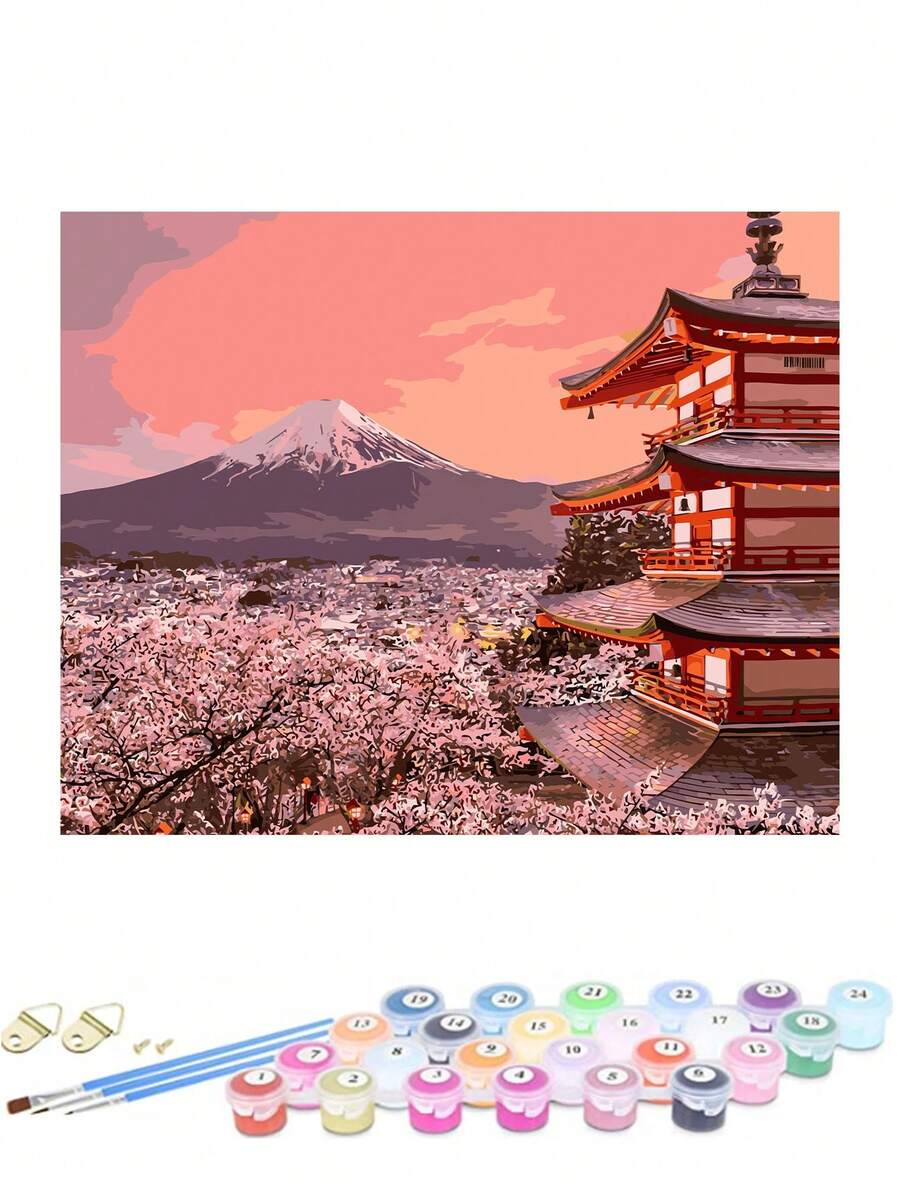 1套40cm*50cm成人初學者diy數字繪畫套件,包括畫布、顏料、畫筆,適用於牆壁裝飾和節日禮物 - 4050BR24YCSH0086 - 查看 1