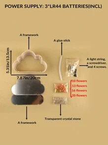 Led Lamparas Tulipanes Luces Para Espejo Nube Con Espejo Lámpara de noche con espejo de tulipán en la nube para dormitorio (productos de bricolaje) - Rosa - Ver 6