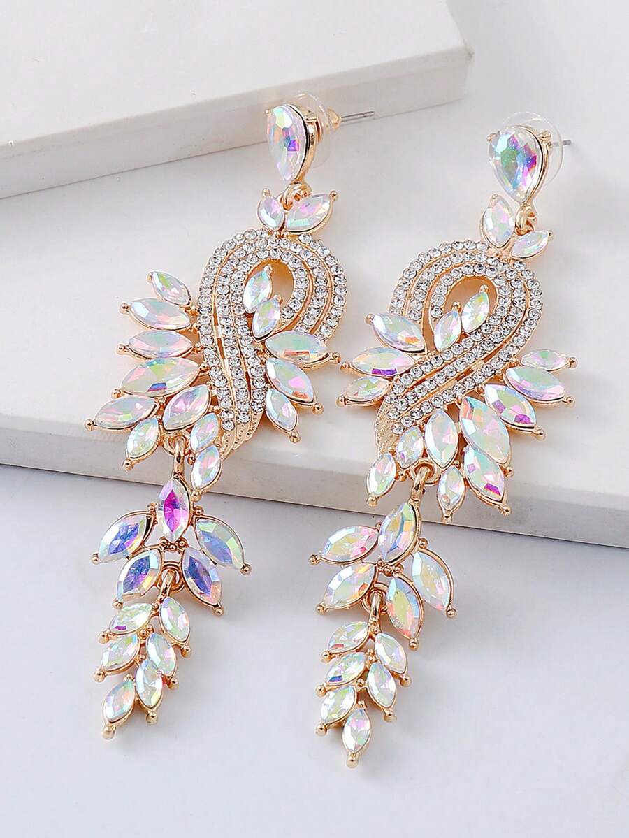 juran 1 đôi bông tai mặt dây chuyền thủy tinh ngoại cỡ - Nhiều màu - Xem 1