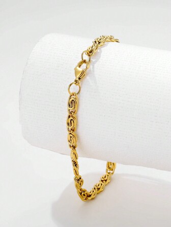 ZG YING ZHOU ZGYZ 1 pieza Brazalete unisex de acero inoxidable con cadena de infinito chapado en oro de 18K, adecuado para boda, fiesta, regalo, nudo de estilo medio oriental, cadena trenzada, estilo minimalista