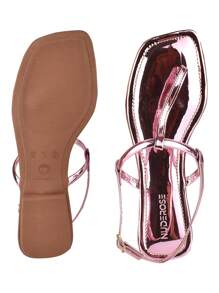 Women Flat Sandals - Rose Gold - View 4
