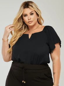 Plus Size Blouses - Black - View 1