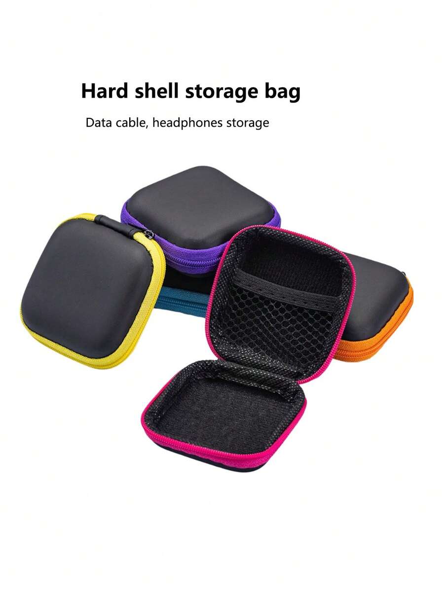 Estuche De Transporte Para Auriculares, Caja Organizadora De Cables, Bolsa De Almacenamiento Para Auriculares Inalámbricos, Soporte Para Cargador - Rosa - Ver 1