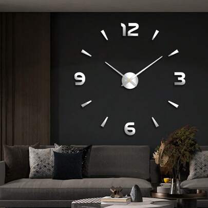 3D Ramlösa Stora Väggklockor För Vardagsrumsinredning Moderna Extra Stora Väggklockor Klistermärken För Hem Kök Sovrum Inomhus Dekorativ Giant Silent Wall Clock Kit För Hus Inredning, Heminredning, Rumsinredning