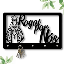 Porta Chaves Santa N. Sra. Aparecida Rogai por Nós Organizador Decoração - Preto - Visão 1