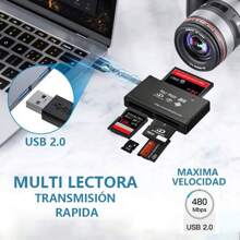 MULTI LECTOR DE MEMORIAS MICRO SD A USB - Negro - Ver 1