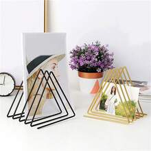 1個鐵製三角形家居裝飾書立臺,簡約風格小書架 - 黑色 - 查看 2