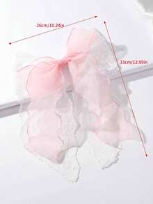 可愛1入組女士花邊和網紗大蝴蝶結髮夾 - 粉色 - 查看 4