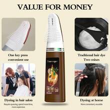 含梳子的染髮洗髮液,即時染髮,數分鐘內上色,天然持久染髮洗髮液,專為男女設計,容量200毫升 - 棕色 - 查看 7