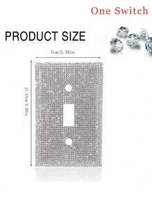 1個優雅迷人的閃亮開關套，鋪滿閃亮的銀色水晶，插頭套件，易於安裝且耐用的單位壁插座和雙插孔插座牆板，適用於臥室配飾家居裝飾 - 銀色 - 查看 4