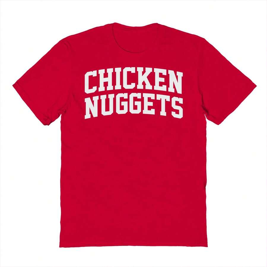 Nearly There Chicken Nuggets (White) Graphic Red Unisex Cotton Short-Sleeve T-Shirt - Red - View 1