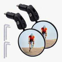 360° Rotating Rearview Mirror, Bicycle Rearview Mirror, Mountain Bike Reflector, Road Bike Foldable Convex Mirror, Cycling Accessories - Black - View 1
