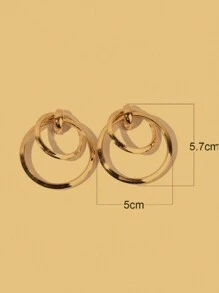 1 paar Overdreven In de mode Vrouwen Groot Ronde Goudkleurig Oorbellen - Goud - Bekijken 4