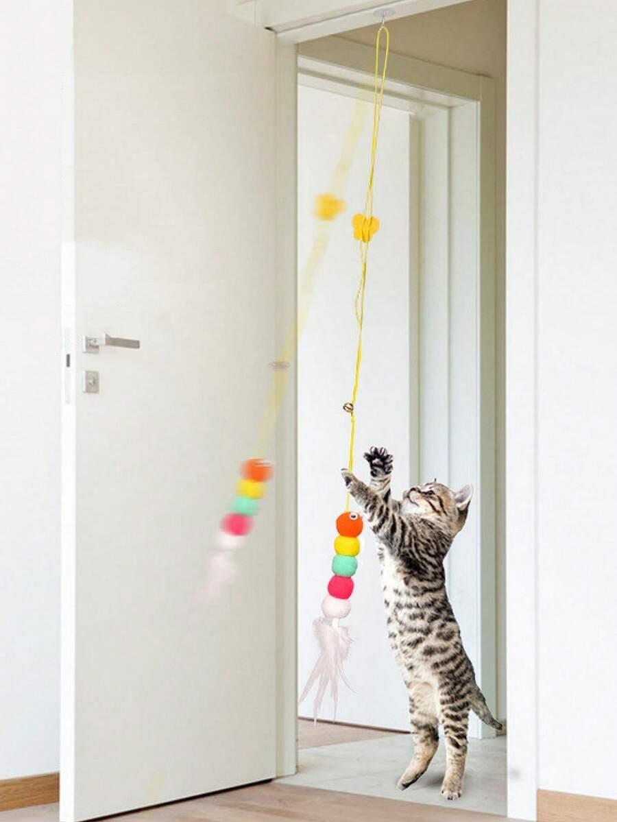 1pc Random Interactive Cat Toy, Hanging Door Decor Plush Caterpillar