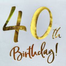 20 hojas de servilletas de papel desechables con estampado en relieve de dorado con tema de 40 cumpleaños (6.5*6.5 pulgadas) para fiestas de cumpleaños, hotel, restaurante, bar, vajilla y artículos desechables, Navidad