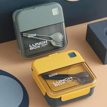 Almuerzo De Plástico Apto Para Microondas, con varios Compartimentos. - Amarillo - Ver 2