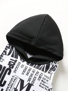 2 mảnh Bộ Của Dễ thương Đứa bé trai Mềm mại Và Thoải mái Lá thư In áo có mũ Không tay Áo Và Quần short thể thao Thích hợp Đối với Giải trí Kỳ nghỉ Và Hằng ngày - Nhiều màu - Xem 4