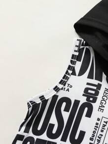 2 mảnh Bộ Của Dễ thương Đứa bé trai Mềm mại Và Thoải mái Lá thư In áo có mũ Không tay Áo Và Quần short thể thao Thích hợp Đối với Giải trí Kỳ nghỉ Và Hằng ngày - Nhiều màu - Xem 8