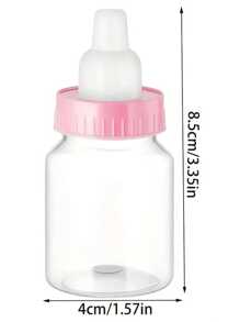 15pcs/Set Funny Bottle Shaped Candy Box, Plastic Candy Container, Milk Bottle Design Candy Gift Box, Party Decoration - Pink - View 5