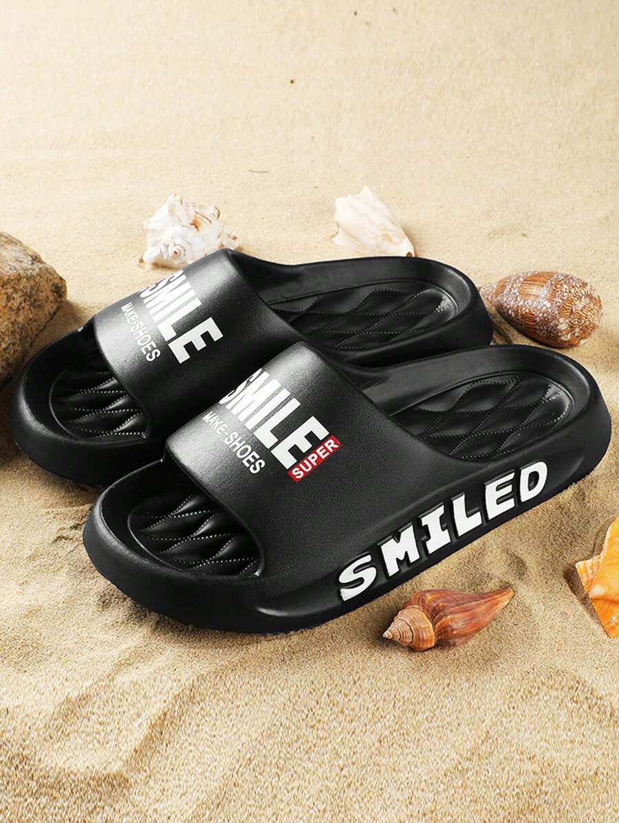 Men's Summer Slipper Indoor Anti-Slip Water-Resistant Lightweight Thick Sole Soft Bottom Open Toe Beach Sandal, Outdoor Fashionable Casual Wear, Perfect For Travel, Beach & Holiday