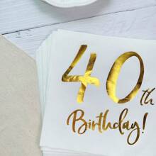20 hojas de servilletas de papel desechables con estampado en relieve de dorado con tema de 40 cumpleaños (6.5*6.5 pulgadas) para fiestas de cumpleaños, hotel, restaurante, bar, vajilla y artículos desechables, Navidad
